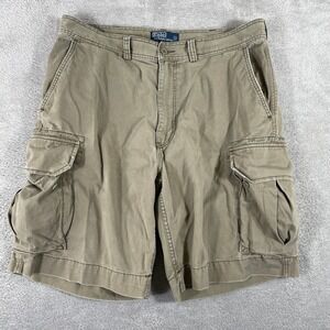 Polo Ralph Lauren Cargo Shorts Men's 38 Khaki Tan Utility Pockets Y2K Workwear